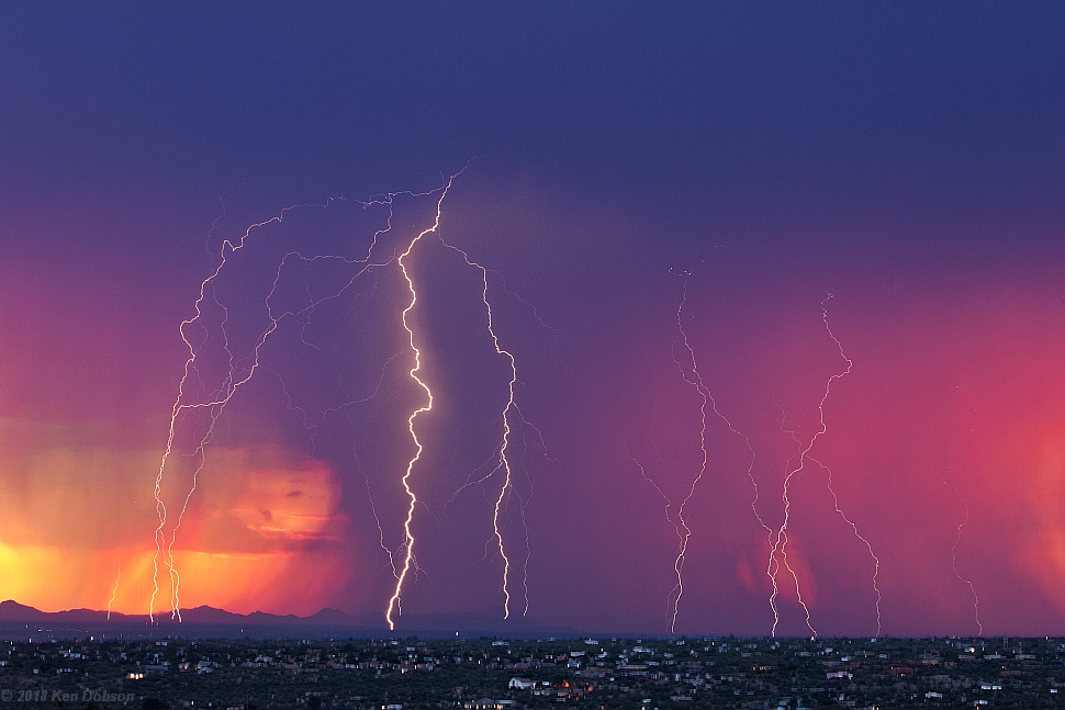 Coloful Sunset and Lightning